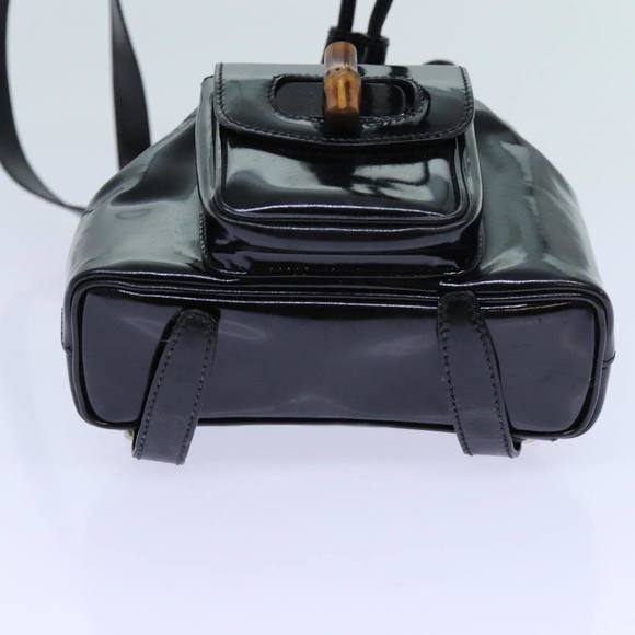 GUCCI Bamboo Backpack Patent leather Black Auth ar11692 - Picture 5 of 16